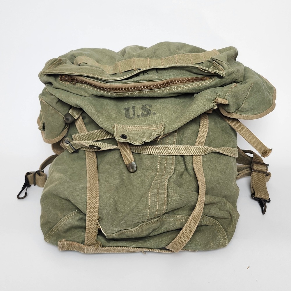 Vtg 1942 WWII US Army Mountain Rucksack Canvas Backpack S Froehlich Co 10th Div